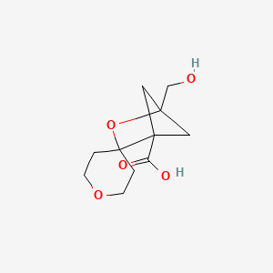 molecular formula C11H16O5 B2805662 1-(Hydroxymethyl)spiro[2-oxabicyclo[2.1.1]hexane-3,4'-oxane]-4-carboxylic acid CAS No. 2241128-51-6