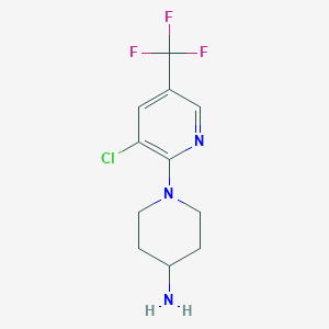 molecular formula C11H13ClF3N3 B2805670 1-[3-Chloro-5-(trifluoromethyl)pyridin-2-yl]piperidin-4-amine CAS No. 651293-20-8