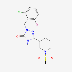 molecular formula C16H20ClFN4O3S B2805689 1-(2-chloro-6-fluorobenzyl)-4-methyl-3-(1-(methylsulfonyl)piperidin-3-yl)-1H-1,2,4-triazol-5(4H)-one CAS No. 1105249-69-1