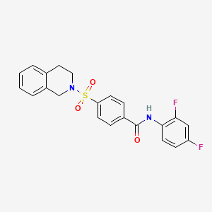 molecular formula C22H18F2N2O3S B2805692 N-(2,4-difluorophenyl)-4-((3,4-dihydroisoquinolin-2(1H)-yl)sulfonyl)benzamide CAS No. 391876-70-3