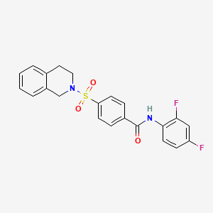 molecular formula C22H18F2N2O3S B2805692 N-(2,4-difluorophenyl)-4-(3,4-dihydro-1H-isoquinolin-2-ylsulfonyl)benzamide CAS No. 391876-70-3
