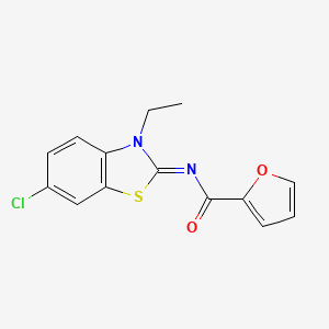 molecular formula C14H11ClN2O2S B2805693 (E)-N-(6-chloro-3-ethylbenzo[d]thiazol-2(3H)-ylidene)furan-2-carboxamide CAS No. 865544-10-1