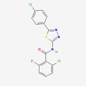 molecular formula C15H8Cl2FN3OS B2805697 2-chloro-N-(5-(4-chlorophenyl)-1,3,4-thiadiazol-2-yl)-6-fluorobenzamide CAS No. 391862-91-2