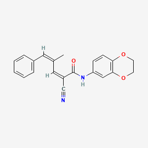(2Z,4Z)-2-cyano-N-(2,3-dihydro-1,4-benzodioxin-6-yl)-4-methyl-5-phenylpenta-2,4-dienamide