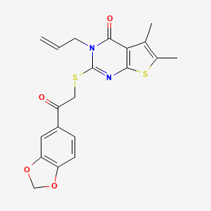 2-[2-(1,3-Benzodioxol-5-yl)-2-oxoethyl]sulfanyl-5,6-dimethyl-3-prop-2-enylthieno[2,3-d]pyrimidin-4-one