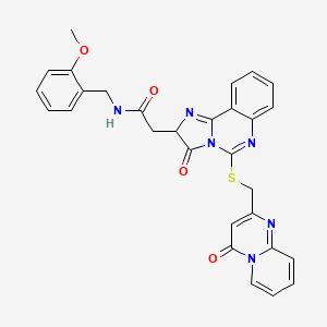 molecular formula C29H24N6O4S B2805716 N-[(2-methoxyphenyl)methyl]-2-{3-oxo-5-[({4-oxo-4H-pyrido[1,2-a]pyrimidin-2-yl}methyl)sulfanyl]-2H,3H-imidazo[1,2-c]quinazolin-2-yl}acetamide CAS No. 1024281-02-4