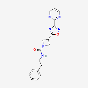 molecular formula C18H18N6O2 B2805717 N-(2-phenylethyl)-3-[3-(pyrimidin-2-yl)-1,2,4-oxadiazol-5-yl]azetidine-1-carboxamide CAS No. 1323658-18-9