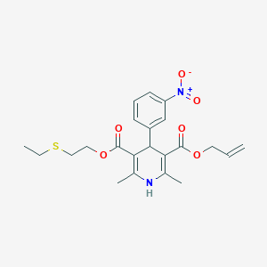 molecular formula C22H26N2O6S B280572 3-Allyl 5-[2-(ethylsulfanyl)ethyl] 4-{3-nitrophenyl}-2,6-dimethyl-1,4-dihydro-3,5-pyridinedicarboxylate 
