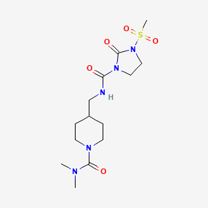molecular formula C14H25N5O5S B2805723 4-{[(3-methanesulfonyl-2-oxoimidazolidine-1-carbonyl)amino]methyl}-N,N-dimethylpiperidine-1-carboxamide CAS No. 2034295-65-1