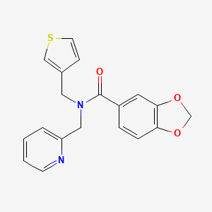 molecular formula C19H16N2O3S B2805733 N-(pyridin-2-ylmethyl)-N-(thiophen-3-ylmethyl)benzo[d][1,3]dioxole-5-carboxamide CAS No. 1235169-58-0