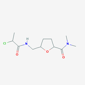 molecular formula C11H19ClN2O3 B2805735 5-[(2-Chloropropanoylamino)methyl]-N,N-dimethyloxolane-2-carboxamide CAS No. 2411202-03-2