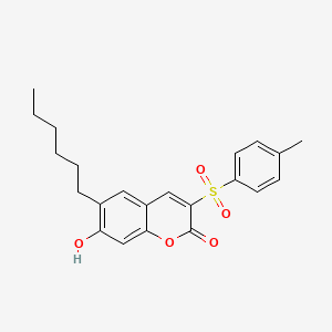 molecular formula C22H24O5S B2805738 6-hexyl-7-hydroxy-3-[(4-methylphenyl)sulfonyl]-2H-chromen-2-one CAS No. 904438-98-8