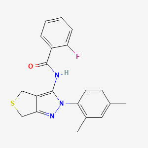 molecular formula C20H18FN3OS B2805740 N-[2-(2,4-二甲基苯基)-4,6-二氢噻吩[3,4-c]嘧啶-3-基]-2-氟苯甲酰胺 CAS No. 396720-41-5