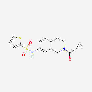 molecular formula C17H18N2O3S2 B2805743 N-(2-(环丙酰基)-1,2,3,4-四氢异喹啉-7-基)噻吩-2-磺酰胺 CAS No. 955727-83-0