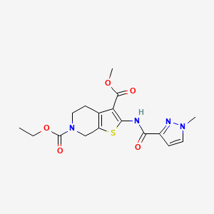 molecular formula C17H20N4O5S B2805744 6-ethyl 3-methyl 2-(1-methyl-1H-pyrazole-3-carboxamido)-4,5-dihydrothieno[2,3-c]pyridine-3,6(7H)-dicarboxylate CAS No. 1171855-92-7