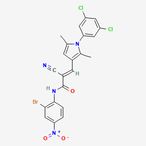 molecular formula C22H15BrCl2N4O3 B2805747 (E)-N-(2-溴-4-硝基苯基)-2-氰-3-[1-(3,5-二氯苯基)-2,5-二甲基吡咯-3-基]丙-2-烯酰胺 CAS No. 380561-76-2