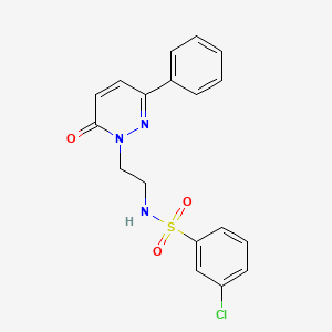 molecular formula C18H16ClN3O3S B2805750 3-chloro-N-(2-(6-oxo-3-phenylpyridazin-1(6H)-yl)ethyl)benzenesulfonamide CAS No. 921878-19-5