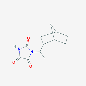 molecular formula C12H16N2O3 B2805752 1-(1-{Bicyclo[2.2.1]heptan-2-yl}ethyl)imidazolidine-2,4,5-trione CAS No. 1005089-35-9