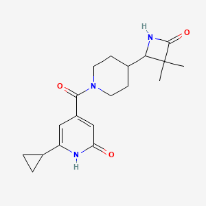 molecular formula C19H25N3O3 B2805753 6-Cyclopropyl-4-[4-(3,3-dimethyl-4-oxoazetidin-2-yl)piperidine-1-carbonyl]-1H-pyridin-2-one CAS No. 1950723-04-2