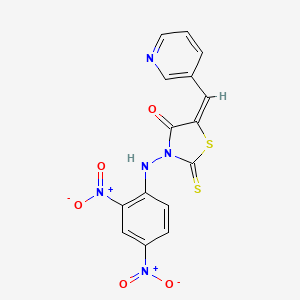 molecular formula C15H9N5O5S2 B2805754 (E)-3-((2,4-二硝基苯基)氨基)-5-(吡啶-3-基甲亚甲基)-2-硫代噻唑烷-4-酮 CAS No. 881816-14-4