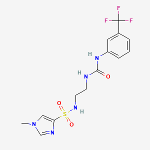 molecular formula C14H16F3N5O3S B2805766 1-methyl-N-(2-(3-(3-(trifluoromethyl)phenyl)ureido)ethyl)-1H-imidazole-4-sulfonamide CAS No. 1788531-38-3