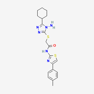 2-[(4-amino-5-cyclohexyl-4H-1,2,4-triazol-3-yl)sulfanyl]-N-[4-(4-methylphenyl)-1,3-thiazol-2-yl]acetamide