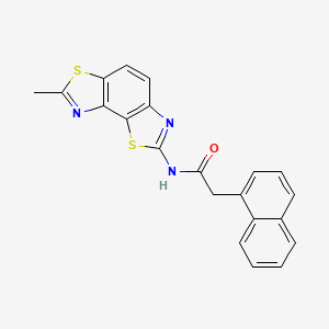 molecular formula C21H15N3OS2 B2805800 N-{11-methyl-3,10-dithia-5,12-diazatricyclo[7.3.0.0^{2,6}]dodeca-1(9),2(6),4,7,11-pentaen-4-yl}-2-(naphthalen-1-yl)acetamide CAS No. 394227-73-7