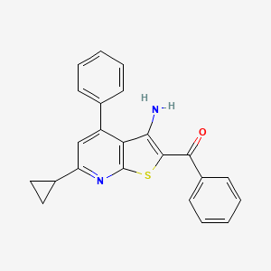 molecular formula C23H18N2OS B2805814 (3-Amino-6-cyclopropyl-4-phenylthieno[2,3-b]pyridin-2-yl)(phenyl)methanone CAS No. 189132-50-1