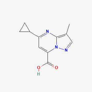 molecular formula C11H11N3O2 B2805817 5-Cyclopropyl-3-methylpyrazolo[1,5-a]pyrimidine-7-carboxylic acid CAS No. 1443279-52-4