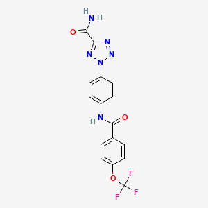 molecular formula C16H11F3N6O3 B2805823 2-(4-(4-(trifluoromethoxy)benzamido)phenyl)-2H-tetrazole-5-carboxamide CAS No. 1396860-86-8