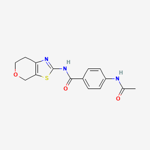 molecular formula C15H15N3O3S B2805828 4-acetamido-N-(6,7-dihydro-4H-pyrano[4,3-d]thiazol-2-yl)benzamide CAS No. 1421530-04-2