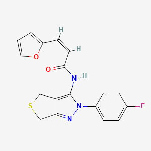 molecular formula C18H14FN3O2S B2805835 (Z)-N-(2-(4-fluorophenyl)-4,6-dihydro-2H-thieno[3,4-c]pyrazol-3-yl)-3-(furan-2-yl)acrylamide CAS No. 450343-44-9