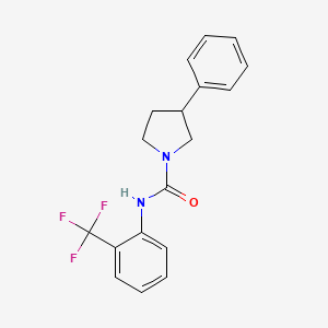 molecular formula C18H17F3N2O B2805860 3-phenyl-N-[2-(trifluoromethyl)phenyl]pyrrolidine-1-carboxamide CAS No. 1210271-19-4