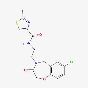 molecular formula C16H16ClN3O3S B2805863 N-(2-(7-chloro-3-oxo-2,3-dihydrobenzo[f][1,4]oxazepin-4(5H)-yl)ethyl)-2-methylthiazole-4-carboxamide CAS No. 2034456-99-8
