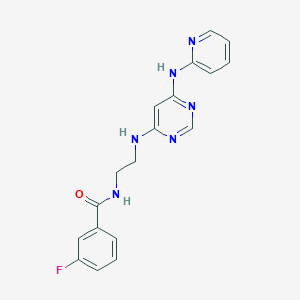 molecular formula C18H17FN6O B2805871 3-fluoro-N-(2-((6-(pyridin-2-ylamino)pyrimidin-4-yl)amino)ethyl)benzamide CAS No. 1396874-35-3