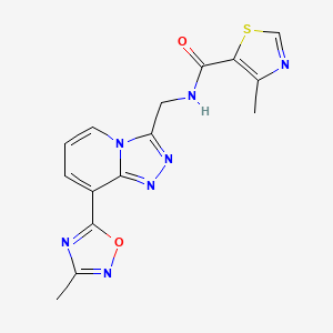molecular formula C15H13N7O2S B2805876 4-methyl-N-((8-(3-methyl-1,2,4-oxadiazol-5-yl)-[1,2,4]triazolo[4,3-a]pyridin-3-yl)methyl)thiazole-5-carboxamide CAS No. 2034457-95-7