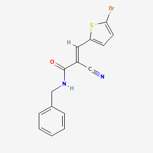 molecular formula C15H11BrN2OS B2805910 N-benzyl-3-(5-bromothiophen-2-yl)-2-cyanoprop-2-enamide CAS No. 355817-02-6