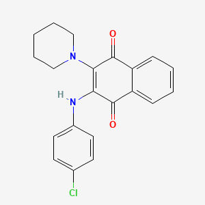 molecular formula C21H19ClN2O2 B2805935 2-[(4-chlorophenyl)amino]-3-(piperidin-1-yl)-1,4-dihydronaphthalene-1,4-dione CAS No. 307542-05-8