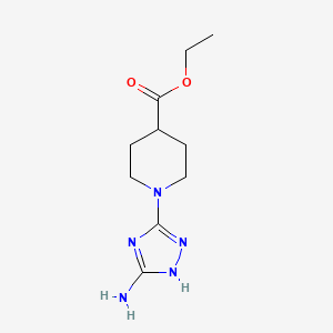 molecular formula C10H17N5O2 B2805955 ethyl 1-(5-amino-1H-1,2,4-triazol-3-yl)piperidine-4-carboxylate CAS No. 1799550-58-5