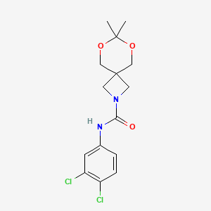 molecular formula C15H18Cl2N2O3 B2805957 N-(3,4-dichlorophenyl)-7,7-dimethyl-6,8-dioxa-2-azaspiro[3.5]nonane-2-carboxamide CAS No. 1396860-33-5
