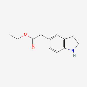 molecular formula C12H15NO2 B2805994 Ethyl 2-(2,3-dihydro-1H-indol-5-yl)acetate CAS No. 1895446-59-9