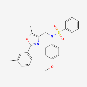 molecular formula C25H24N2O4S B2806038 N-(4-methoxyphenyl)-N-{[5-methyl-2-(3-methylphenyl)-1,3-oxazol-4-yl]methyl}benzenesulfonamide CAS No. 1251645-45-0