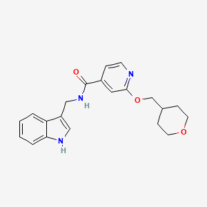molecular formula C21H23N3O3 B2806075 N-[(1H-indol-3-yl)methyl]-2-[(oxan-4-yl)methoxy]pyridine-4-carboxamide CAS No. 2034297-31-7