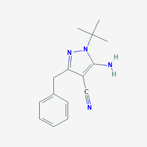 molecular formula C15H18N4 B028061 5-Amino-1-tert-butyl-3-phenylmethyl-4-cyanopyrazole CAS No. 158001-18-4