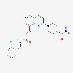 molecular formula C24H25ClN4O3 B2806150 1-(8-(2-((2-Chlorobenzyl)amino)-2-oxoethoxy)quinolin-2-yl)piperidine-4-carboxamide CAS No. 921554-96-3