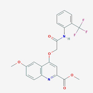 molecular formula C21H17F3N2O5 B2806209 Methyl 6-methoxy-4-({[2-(trifluoromethyl)phenyl]carbamoyl}methoxy)quinoline-2-carboxylate CAS No. 1358504-84-3