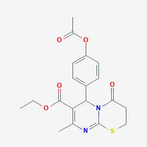 molecular formula C19H20N2O5S B2806229 ethyl 6-[4-(acetyloxy)phenyl]-8-methyl-4-oxo-2H,3H,4H,6H-pyrimido[2,1-b][1,3]thiazine-7-carboxylate CAS No. 324543-20-6