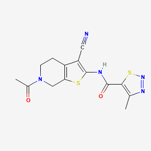 molecular formula C14H13N5O2S2 B2806248 N-(6-acetyl-3-cyano-4,5,6,7-tetrahydrothieno[2,3-c]pyridin-2-yl)-4-methyl-1,2,3-thiadiazole-5-carboxamide CAS No. 1170625-15-6