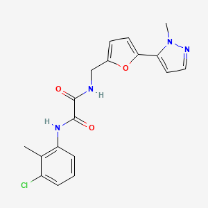 molecular formula C18H17ClN4O3 B2806257 N'-(3-chloro-2-methylphenyl)-N-{[5-(1-methyl-1H-pyrazol-5-yl)furan-2-yl]methyl}ethanediamide CAS No. 2415489-22-2