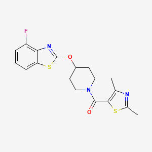 molecular formula C18H18FN3O2S2 B2806290 (2,4-Dimethylthiazol-5-yl)(4-((4-fluorobenzo[d]thiazol-2-yl)oxy)piperidin-1-yl)methanone CAS No. 1331358-10-1